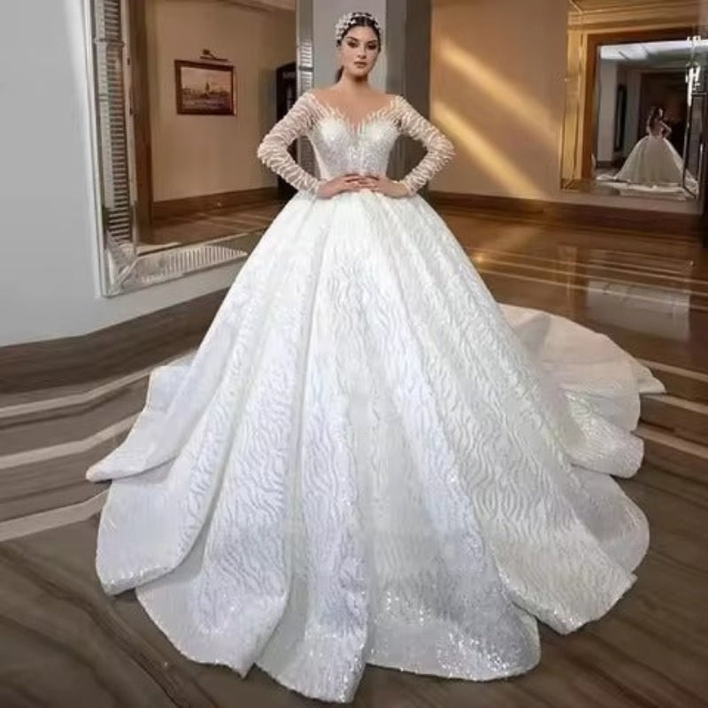 Robe de Mariée Princesse Manche Longue